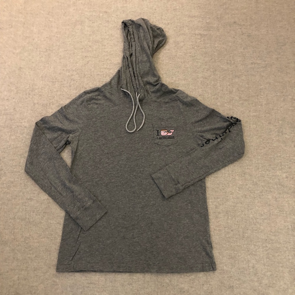 Vineyard Vines Long Sleeve Hooded T-Shirt Lacrosse Grey size small